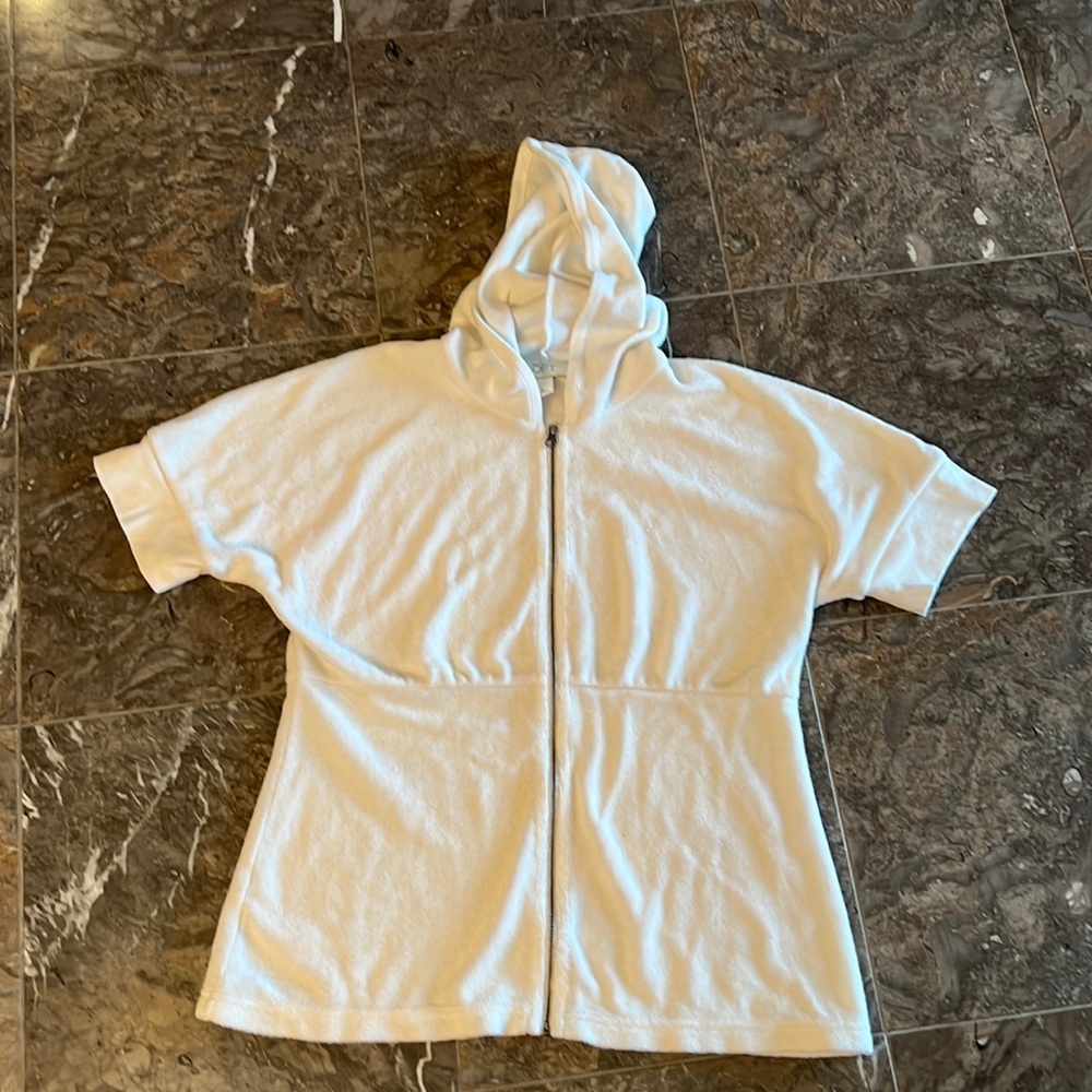 White Velour  little zipper jacket
